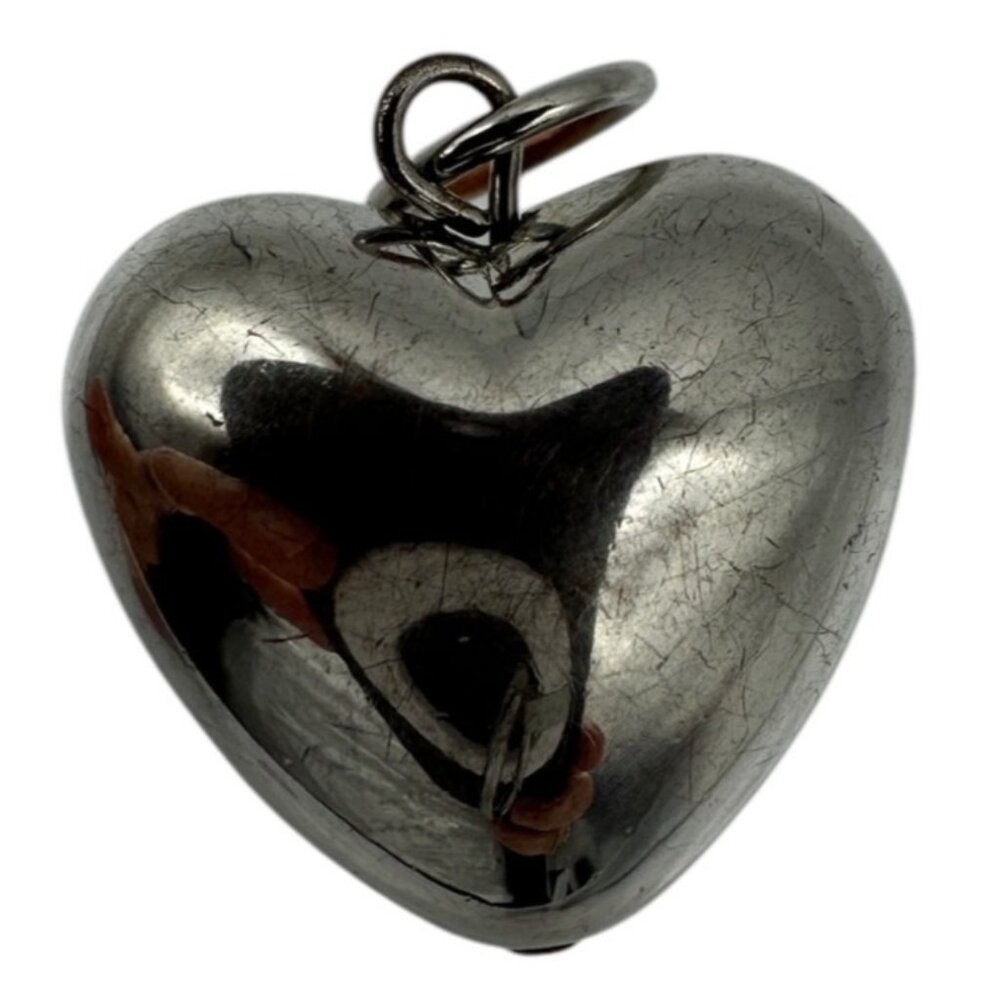 Silver Tone Heart Shaped Pendant Charm Womens Fashion Jewelry Chunky